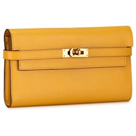 Hermès-Carteira Clássica Hermes Amarelo Epsom Kelly-Amarelo