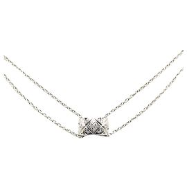 Chanel Silver 18K Halskette Coco Crush aus Weißgold mit Diamanten Silber