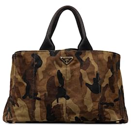 Prada-Prada Braun - Große Stampata Canapa-Tasche mit Camouflage-Muster-Braun,Andere