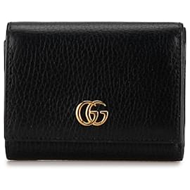 Gucci-Gucci – Kleine GG Marmont-Geldbörse aus schwarzem Leder-Schwarz