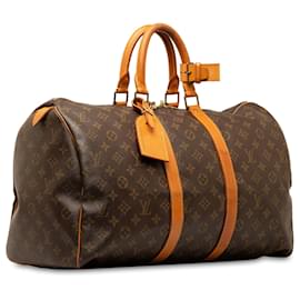 Louis Vuitton-Louis Vuitton Monograma Marrom Keepall 45-Marrom