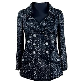 Chanel-Chiara Ferragni Logo Ribbon Tweed Jacket-Black