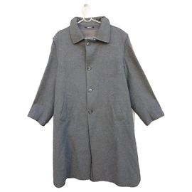 Burberry Grey Wool Loden Style Overcoat Men Grey