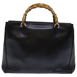 Gucci-GUCCI Bamboo Hand Bag Leather Black 002 123 0322 Auth bs13848-Black