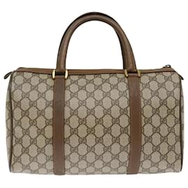 Gucci-GUCCI GG Canvas Web Sherry Line Boston Bag PVC Beige Green Red Auth 72785-Red,Beige,Green