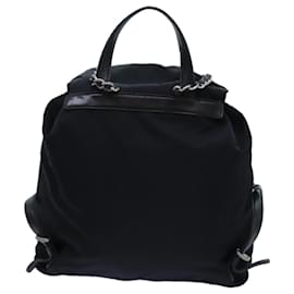 Prada-PRADA Mochila Con Cadena Nylon Negro Auth 72700-Negro