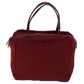 Fendi-FENDI Zucchino Canvas Hand Bag Red Auth 71832-Red