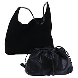 Gucci-GUCCI Shoulder Bag Suede Leather 2Set Black Auth yk12004-Black