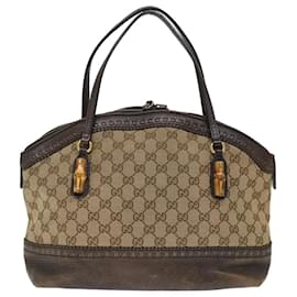 Gucci-GUCCI GG Canvas Bamboo Hand Bag Beige 339002 auth 72514-Beige