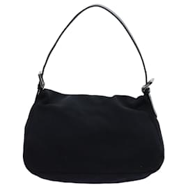Fendi-FENDI Mamma Baguette Shoulder Bag Nylon Black Auth 72742-Black