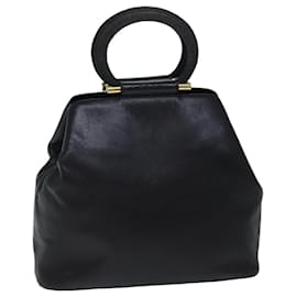 Céline-CELINE Hand Bag Leather Black Auth 72409-Black