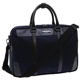 Burberry-BURBERRY Blue Label Hand Bag Nylon 2way Navy Brown Auth bs13720-Brown,Navy blue