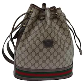 Gucci-GUCCI GG Supreme Web Sherry Line Shoulder Bag PVC Beige 001 084 0850 auth 71782-Beige