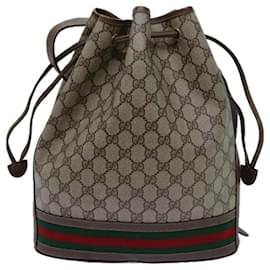 Gucci-GUCCI GG Supreme Web Sherry Line Shoulder Bag PVC Beige 001 084 0850 auth 71782-Beige