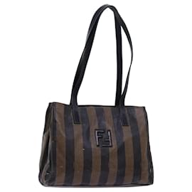 Fendi-FENDI Sac à bandoulière en toile Pecan Toile enduite Noir Marron Auth bs13718-Marron,Noir