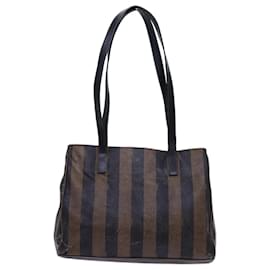Fendi-FENDI Sac à bandoulière en toile Pecan Toile enduite Noir Marron Auth bs13718-Marron,Noir