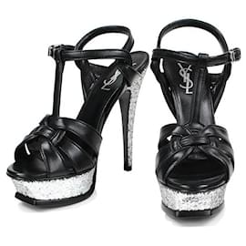 Saint Laurent-Heels-Black,Silvery