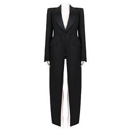 Queue de pie à revers en satin Alexander McQueen Noir