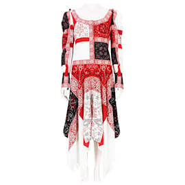 Alexander Mcqueen-Vestido de Alexander McQueen con estampado de patchwork.-Roja