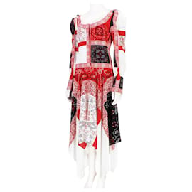 Alexander Mcqueen-Vestido de Alexander McQueen con estampado de patchwork.-Roja