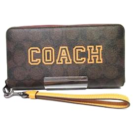 Coach-Portefeuille long zippé en toile Coach Signature Portefeuille long en toile CB856 In excellent condition-Autre