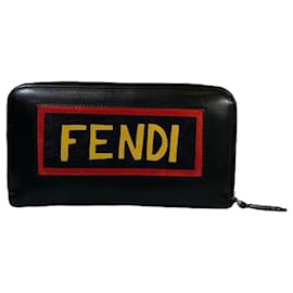 Fendi-Fendi Leather Zip Around Wallet Leather Long Wallet 7M0210 in good condition-Other