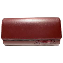 Cartier-Cartera larga de cuero Cartier en buen estado-Roja