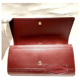 Cartier-Cartera larga de cuero Cartier en buen estado-Roja