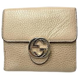 Gucci-Gucci Leder-Geldbörse, zweifach gefaltet, kompaktes Leder-Geldbörse 598167 in guter Kondition-Andere