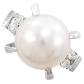 & Other Stories-Pm850 Platinum Pearl Ring Size 9 in Excellent Condition-Silvery