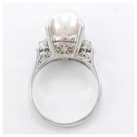 & Other Stories-Pm850 Platinum Pearl Ring Size 9 in Excellent Condition-Silvery