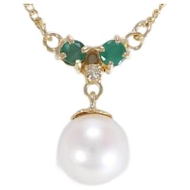 & Other Stories-Other 18K Pearl & Emerald Necklace Metal Necklace in Excellent condition-Other