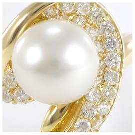 & Other Stories-K18 Yellow Gold Pearl Ring 17.5 in Excellent Condition-Golden