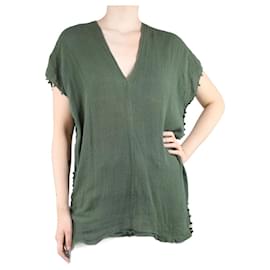 Autre Marque-Green frayed cotton-gauze top - size UK 10-Green