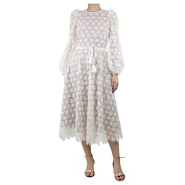 Autre Marque-Vestido midi de renda branca - tamanho UK 10-Branco