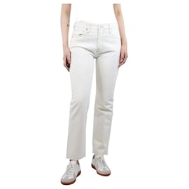 Frame Denim-Cream Le Slouch mid-rise straight jeans - size UK 8-Cream