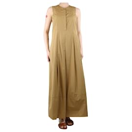 Autre Marque-Vestido midi de algodão sem mangas camel - tamanho UK 8-Marrom