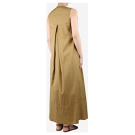 Autre Marque-Vestido midi de algodão sem mangas camel - tamanho UK 8-Marrom