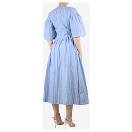 Rejina Pyo-Blue pinstripe v-neck midi dress -  UK 8-Blue