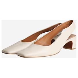By Far-Neutral leather slingback pumps - size EU 40-Other