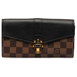 Louis Vuitton-Louis Vuitton Brown Damier Ebene Portefeuille Clapton-Brown