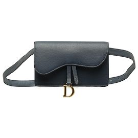 Dior Blue Leather Saddle Belt Bag Blue