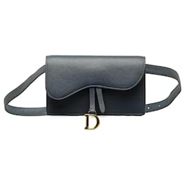 Dior-Dior Blue Leather Saddle Belt Bag-Blue
