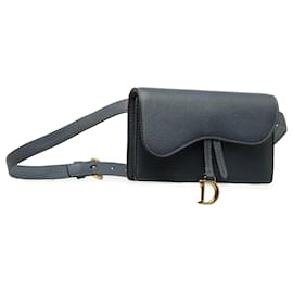 Dior-Dior Blue Leather Saddle Belt Bag-Blue