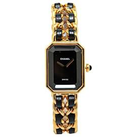 Chanel-Montre Chanel Premiere Chaine en acier inoxydable à quartz doré-Noir,Doré