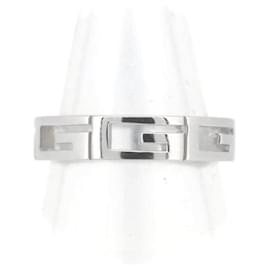 Gucci-Bague Gucci G Motif K18WG 13 en excellent état-Blanc