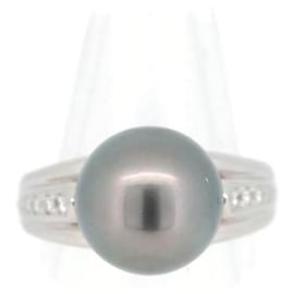 Tasaki-Anello Tasaki in platino con diamanti e perle Anello in metallo in condizioni eccellenti-Altro