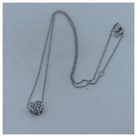 & Other Stories-autre 18Collier pendentif coeur pavé de diamants en or k Collier en métal en excellent état-Autre