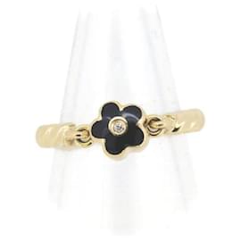 & Other Stories-18k Gold Diamond Enamel Flower Ring in Great Condition-Golden