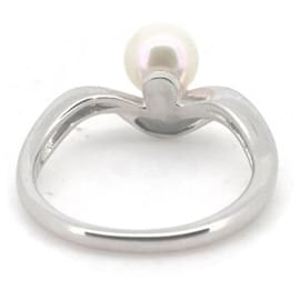 Tasaki-Tasaki PT900 Platinum Pearl Diamond Ring 11.5 in Great Condition-Silvery